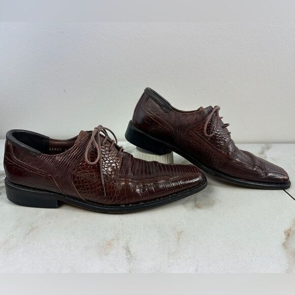 Stacy Adams Palladin Brown Snake Print Leather Bike Toe Oxford Dress Shoes, Sz 8 main image 6